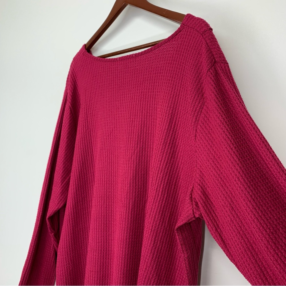 Workshop Republic Clothing Red Magenta Waffle Knit Sweater Soft Cozy & Stretchy - Picture 10 of 16